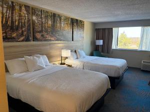 a hotel room with two beds and a window at Days Inn by Wyndham Gettysburg in Gettysburg +33 photos