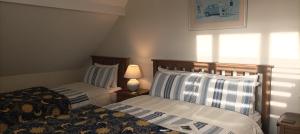 a bedroom with two beds and a lamp on a table at Twin Oaks Bed & Breakfast in Kilkenny