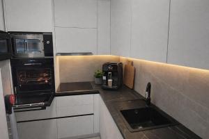 a kitchen with a sink and a stove top oven at Extra Apartman Palata in Banja Luka
