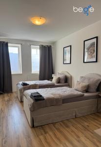 a bedroom with two beds and a couch at BEGE APARTMENTS SmartLoft in Hof