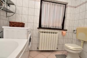 a bathroom with a toilet and a sink and a window at Apartment Tadey in Fužine +30 photos