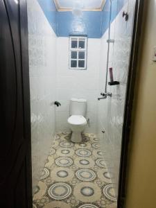 a bathroom with a toilet and a shower at KFarm house in Kijabe +26 photos