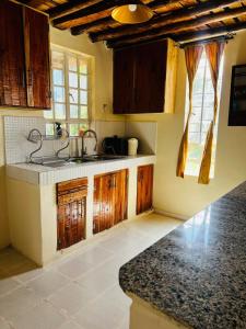 a kitchen with a sink and a counter top at KFarm house in Kijabe