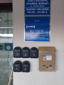 a box on a wall next to a wall with a meter at Pansion Ivanka Barac in Međugorje