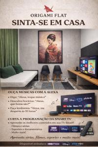 a flyer for an oriental flat sintra se em casa at Origami in Palmas