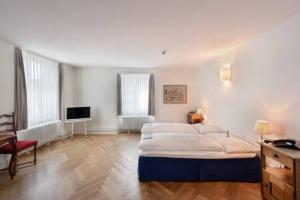 a large bedroom with a large bed and a television at Hotel im Schlosspark in Basel +83 photos