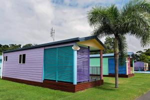 a colorful house with a palm tree in front of it at Ingenia Holidays Conway Beach in Conway +3 photos