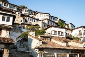 a group of buildings on the side of a mountain at Oda e Vjetër in Berat