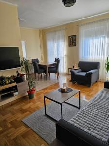 a living room with a couch and a table at Apartman JOVANA in Dušanovac (historical)