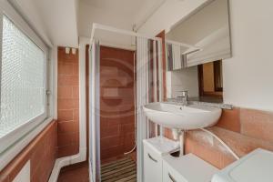 a bathroom with a sink and a shower at Azzurro Mare a Seccheto - Goelba in Seccheto