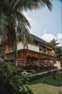 a building with a palm tree in front of it at Sempre Vivo in Pipa