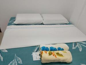 a bed with two pillows on top of it at Zoldyck Property in Pahanocoy