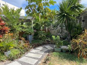 a garden with many plants and a walkway at Villa Evalia in Albion +3 photos