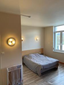 a bedroom with a bed and a window at Le Trianon in Hesdin