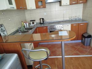 a small kitchen with a table and a sink at Apartman Centar 1 in Banja Luka