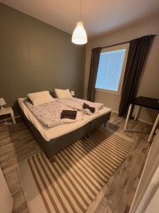 a bedroom with a bed and a window at Apartment Annalantie in Pyhäjoki
