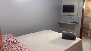 a small room with a bed and a television at Hospedaria Tapajós in Santarém