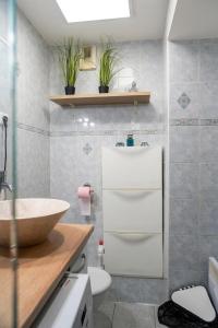 a bathroom with a sink and a toilet and a counter at Doux Pavillon - Le Patio in Nice