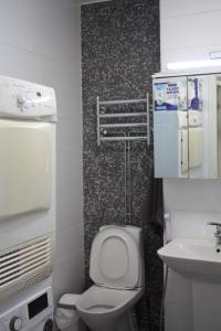 a small bathroom with a toilet and a sink at Happy house katajanokka in Helsinki +19 photos