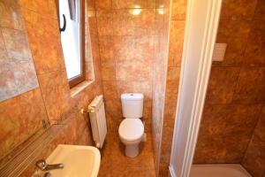 a small bathroom with a toilet and a sink at Pokoje Gościnne Brynkus in Białka Tatrzańska +9 photos