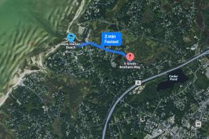 a map of the approximate location of the mile road closure at Less than 5 Miles to Rock Harbor in Orleans