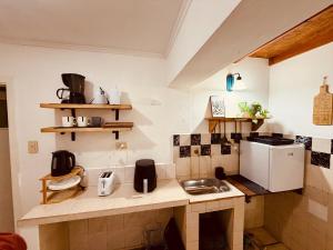 a kitchen with a counter with a sink in it at Departamento céntrico in Esquel