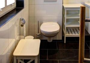 a small bathroom with a toilet and a sink at Strandhus in Prerow +13 photos