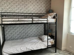 two bunk beds in a room with a wall at Maison 6 couchages in Le Monteil