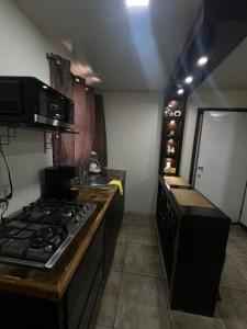 a small kitchen with a stove and a sink at Chocolate condo in San Felipe