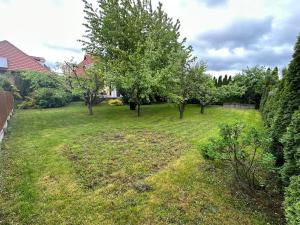 a yard with trees and grass with a fence at Dako Apartment, Luxurious, Cosy, Spacious in Rzeszów