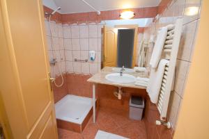 A bathroom at Platan Hotel