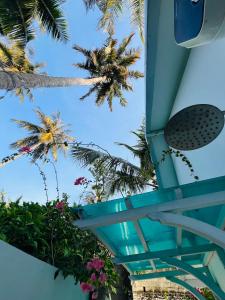 a view of palm trees from underneath a building at 101 Sosi in Kudafari +8 photos