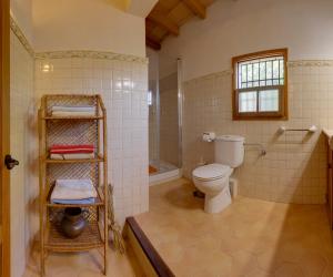 a bathroom with a toilet and a shower at La Galera Deià in Deia +22 photos