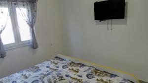 a bedroom with a bed and a flat screen tv at Apartment Daca in Vir