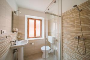 a bathroom with a toilet and a sink and a shower at Borgo Sereno in Motovun