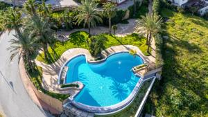 an overhead view of a swimming pool with palm trees at Villa Vista Almuñécar in Granada