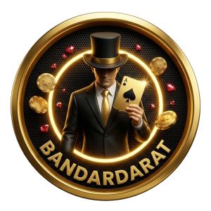 a gold casino badge with a man in a top hat and holding a poker card at Bandardarat in Manado