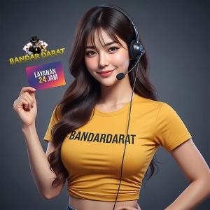 a woman wearing a headset and holding a card at Bandardarat in Manado +1 photo
