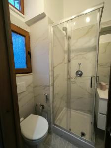 a bathroom with a toilet and a shower at Chalet di città in Rome +8 photos