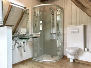 a bathroom with a shower and a toilet at LA PERLE DE LA VALLÉE in Montézic +67 photos