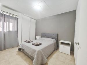 a small bedroom with a bed and a television at Depto guemez1 in General Roca