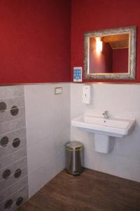a bathroom with a sink and a mirror at Miraz Albergue O Abrigo in Miraz +22 photos