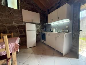 a kitchen with white cabinets and a refrigerator at Serena Nest 01 in Rio Douro