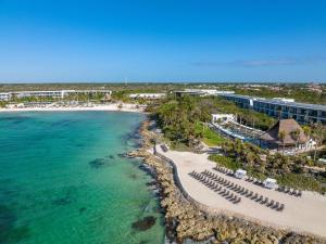 an aerial view of the resort and the beach at Conrad Tulum Riviera Maya in Tulum