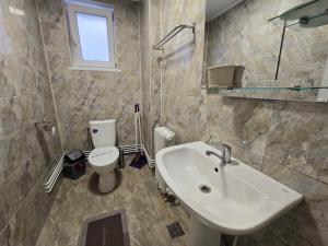 a bathroom with a sink and a toilet at Rodica Apartment in Sibiu