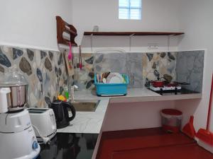 a kitchen with a counter with a sink and a mixer at Sanda Villa Dodanduwa in Dodanduwa +14 photos