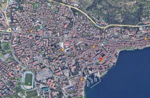 a map of a city with buildings and water at Casa Vino - Gardagate in Salò