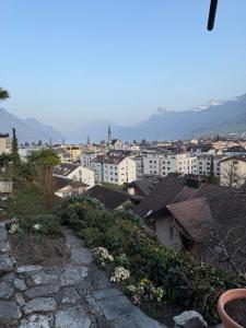 a view of a city with buildings at Studio Lakeview in Ennetbürgen