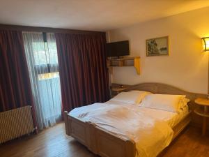 a bedroom with a large bed and a window at Campiglio Monolocale Cima Tosa in Madonna di Campiglio