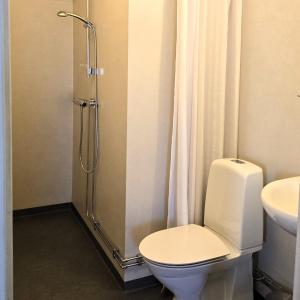 a bathroom with a toilet and a shower at The Sheep Inn B&B in Arvika +10 photos